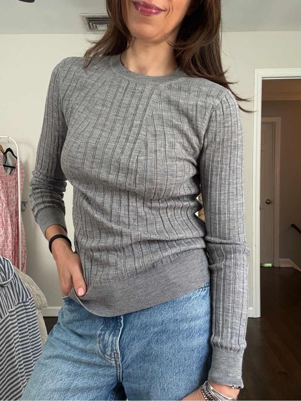 Banana Republic merino wool grey Ribbed sweater